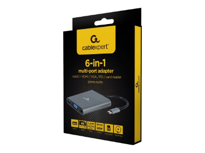 GEMBIRD A-CM-COMBO6-01 Multi Port Adapter USB Type C